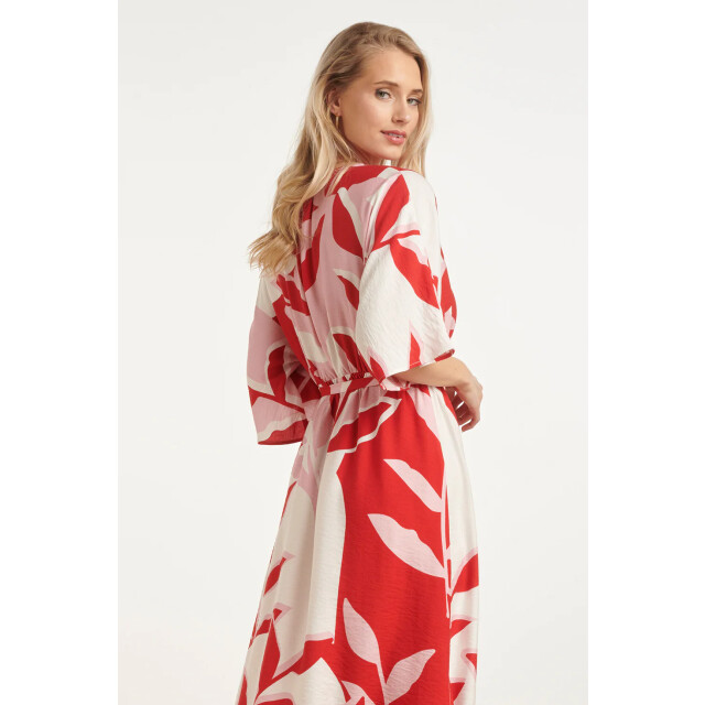 Smashed Lemon Maxi-jurk met rood en roze botanische print | 8718679002165 large
