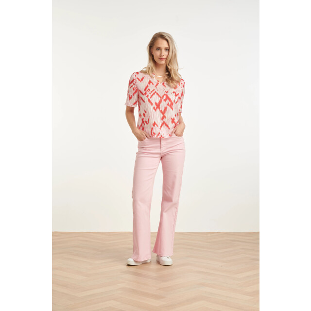 Smashed Lemon Dames top met grafische aztec print in roze en rood | 8718679006002 large