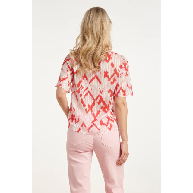 Smashed Lemon Dames top met grafische aztec print in roze en rood | 8718679006002 large