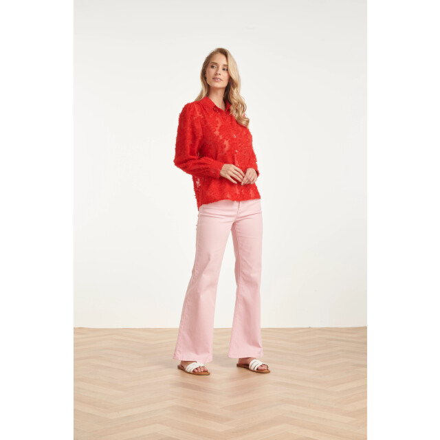 Smashed Lemon Elegante doorschijnende blouse met reliëf print | 8718679008167 large