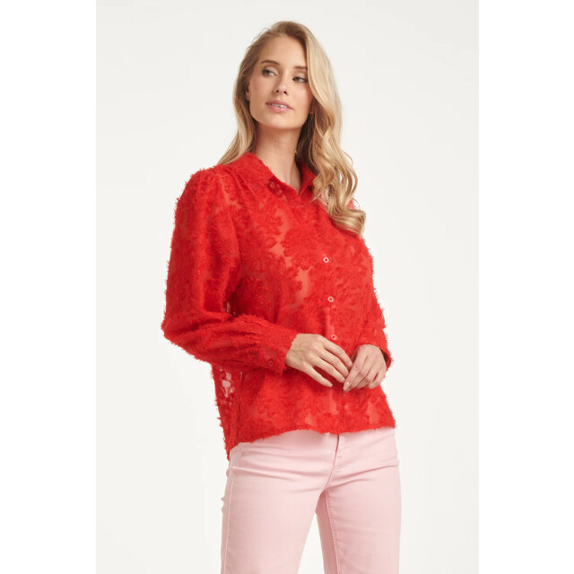 Smashed Lemon Elegante doorschijnende blouse met reliëf print | 8718679008167 large