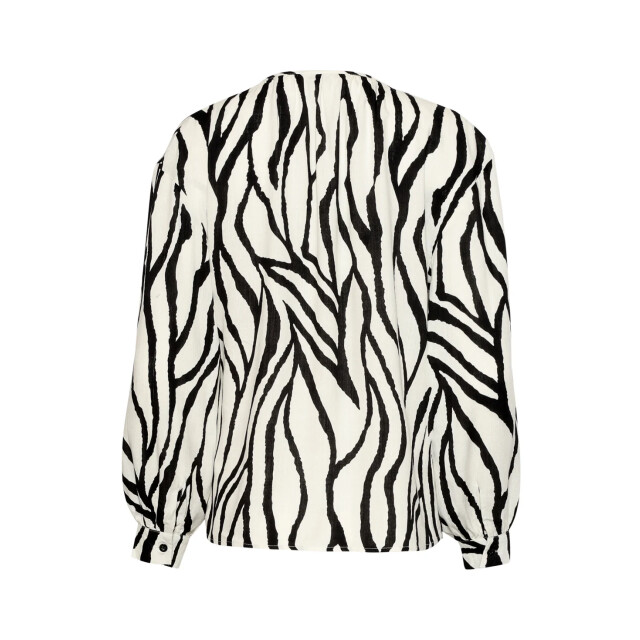 Smashed Lemon Dames top met abstracte zebra print in off-white en zwart | 8718679005289 large