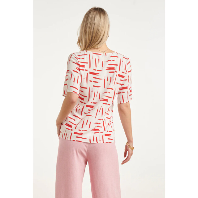 Smashed Lemon Top met grafische streep print rood/wit | 8718679002240 large