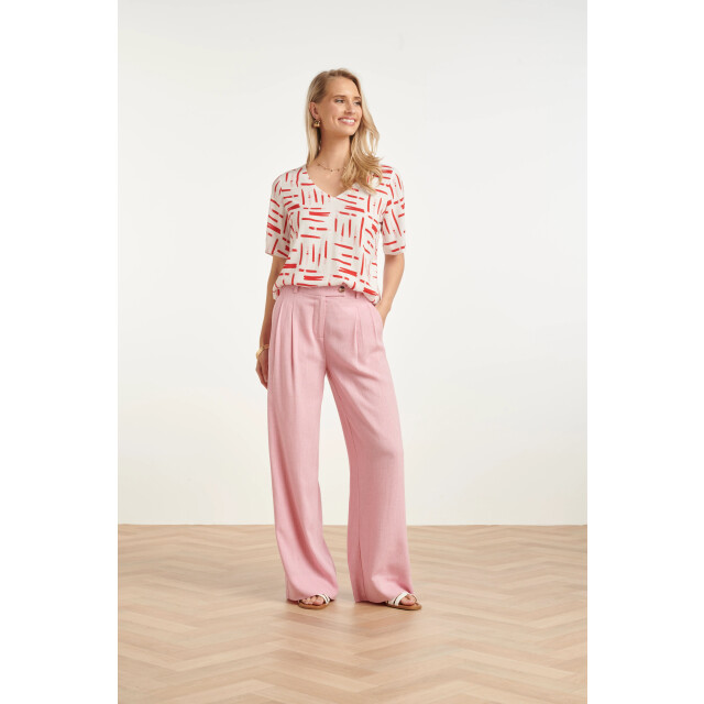 Smashed Lemon Top met grafische streep print rood/wit | 8718679002240 large