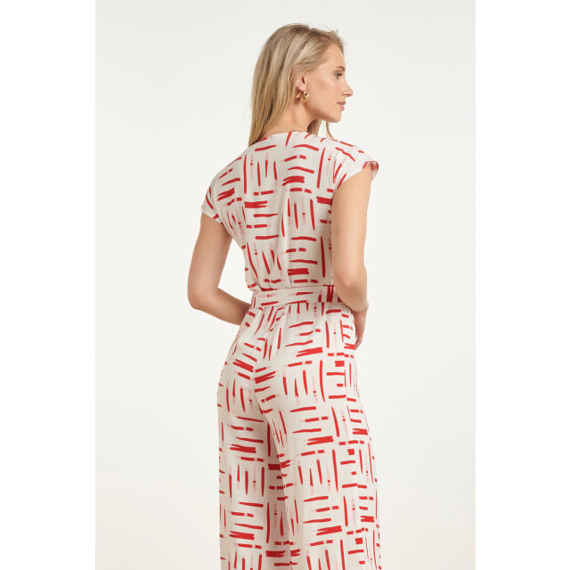 Smashed Lemon Jumpsuit met grafische streep print rood/wit | 8718679002325 large