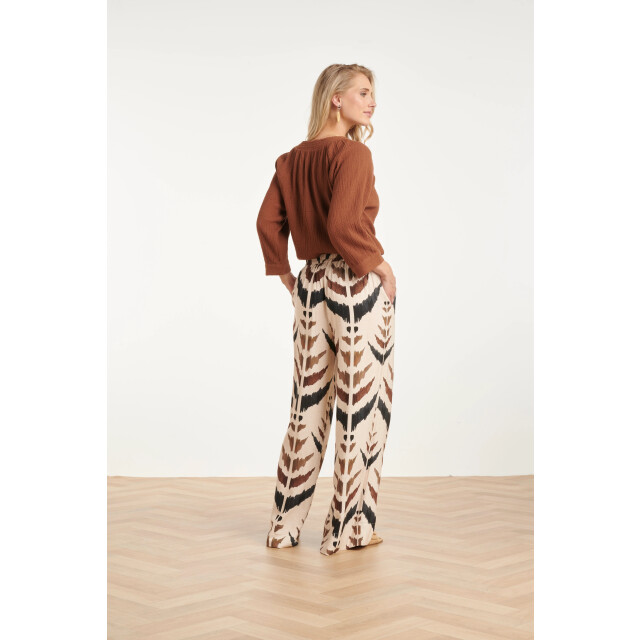 Smashed Lemon Wijde broek met grafische aztec print | 8718679003049 large