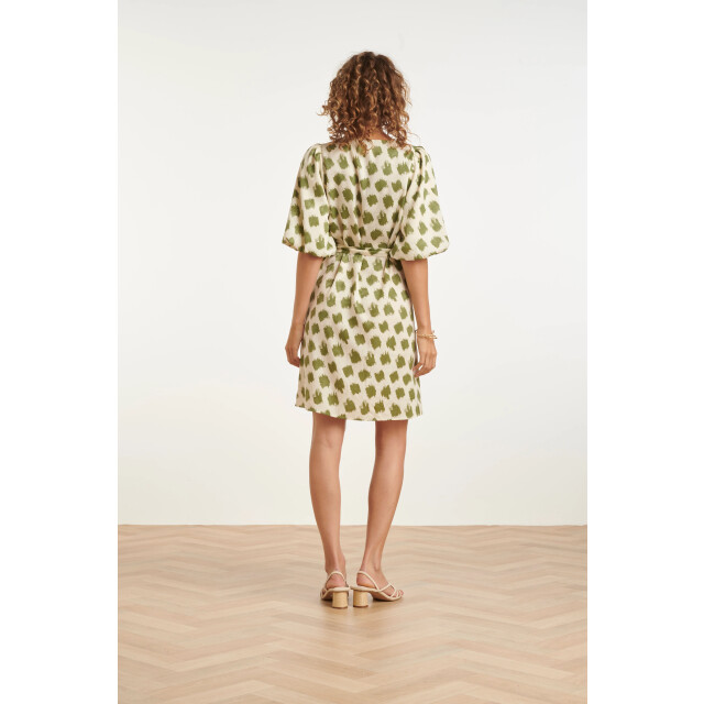 Smashed Lemon Jurk met abstracte groene dieren print en ceintuur | 8718679005685 large