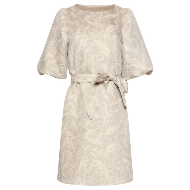 Smashed Lemon Korte jurk met bladprint en lurex stof | 8718679014083 large