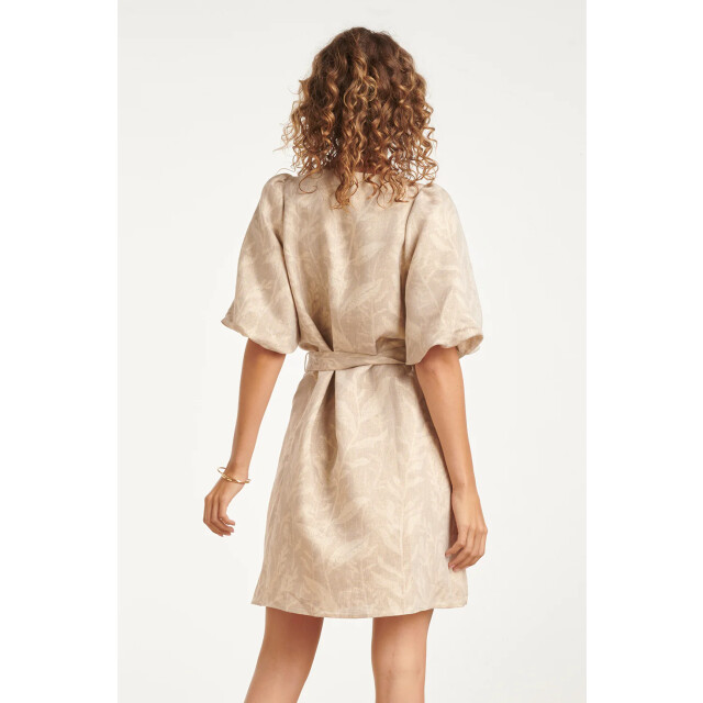 Smashed Lemon Korte jurk met bladprint en lurex stof | 8718679014083 large