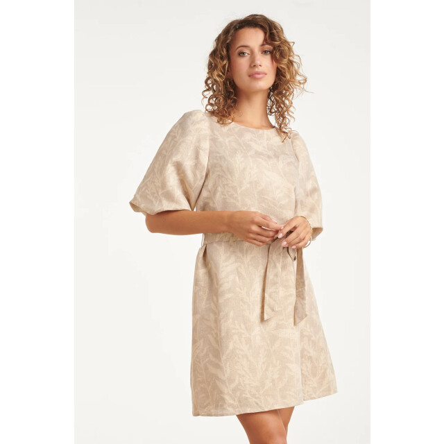 Smashed Lemon Korte jurk met bladprint en lurex stof | 8718679014083 large