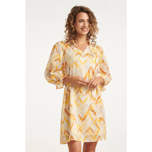Smashed Lemon Tuniek jurk met gele zigzag aztec print en ceintuur | 8718679005760 large