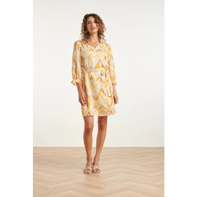 Smashed Lemon Tuniek jurk met gele zigzag aztec print en ceintuur | 8718679005760 large