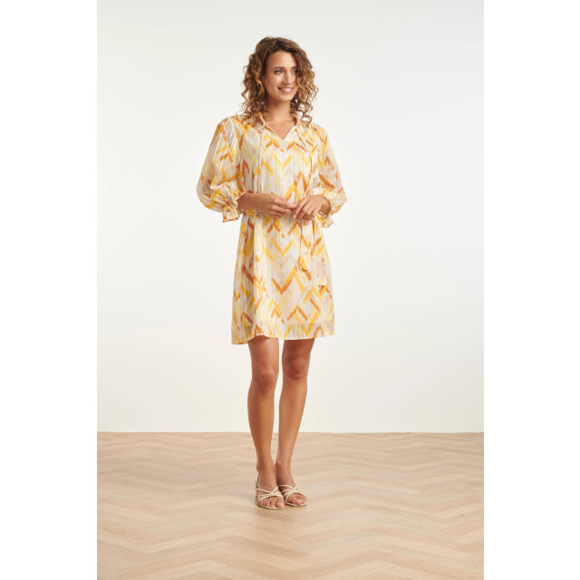Smashed Lemon Tuniek jurk met gele zigzag aztec print en ceintuur | 8718679005760 large