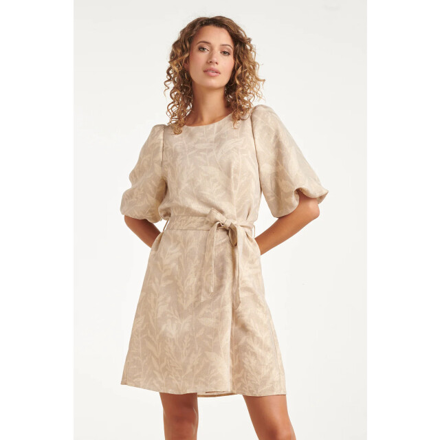 Smashed Lemon Korte jurk met bladprint en lurex stof | 8718679014083 large