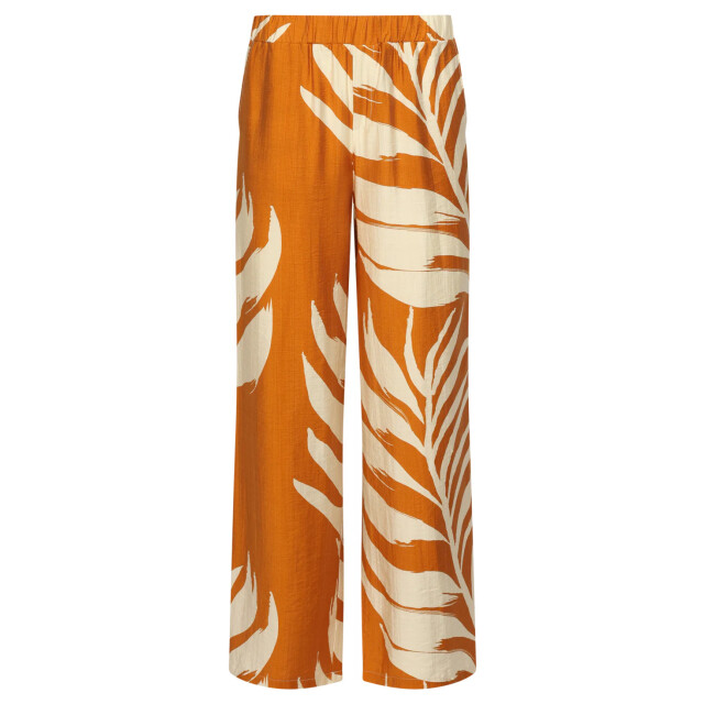 Smashed Lemon Wijde pantalon met botanische blad print oker geel | 8718679004961 large