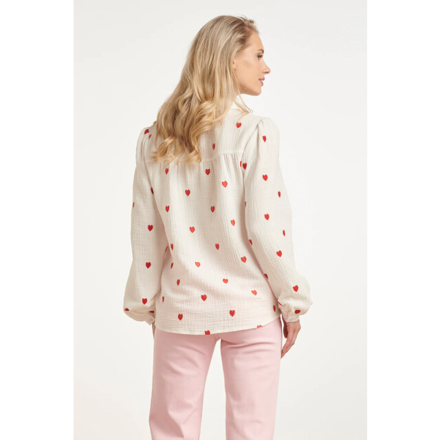 Smashed Lemon Witte blouse met rode hartjes print | 8718679009607 large