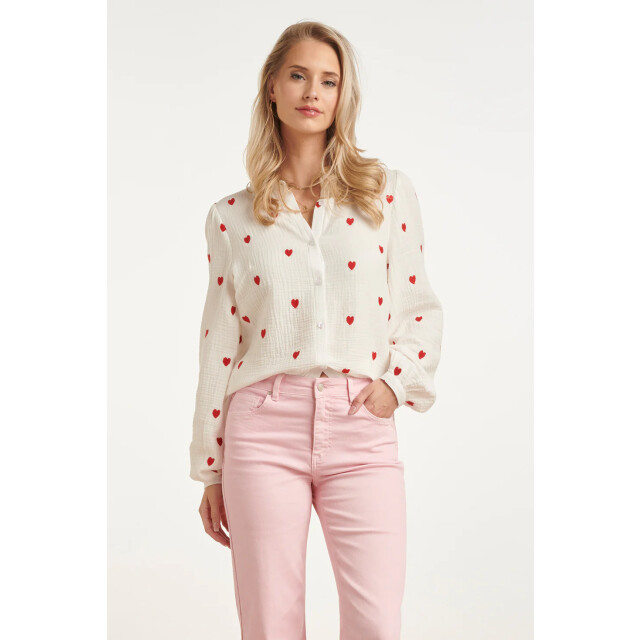 Smashed Lemon Witte blouse met rode hartjes print | 8718679009607 large