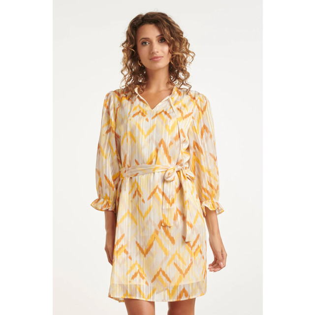Smashed Lemon Tuniek jurk met gele zigzag aztec print en ceintuur | 8718679005760 large
