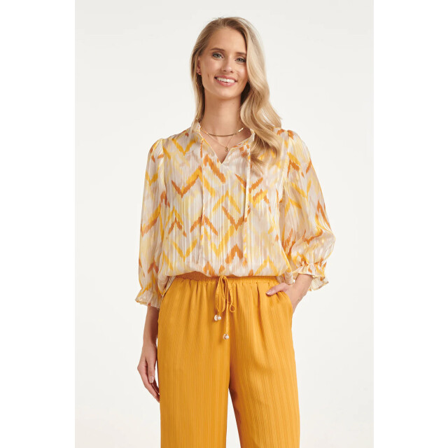 Smashed Lemon Dames top met gele zigzag aztec print | 8718679005845 large