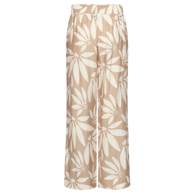 Smashed Lemon Wide leg pantalon met bloemprint beige/wit | 8718679002400 large