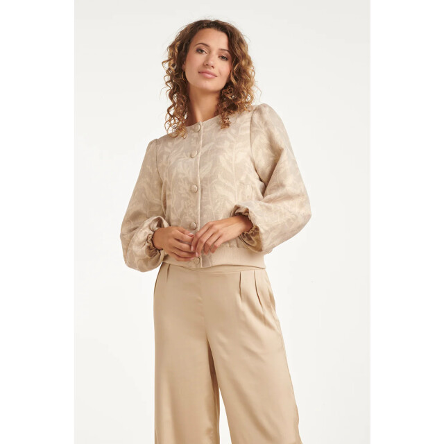 Smashed Lemon Kort jasje met bladprint en sierknopen | 8718679014007 large