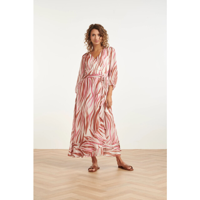 Smashed Lemon Maxi overslagjurk met roze zebra-style print | 8718679004169 large