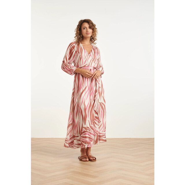 Smashed Lemon Maxi overslagjurk met roze zebra-style print | 8718679004169 large