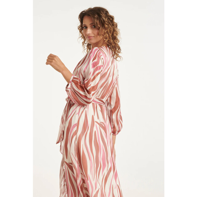 Smashed Lemon Maxi overslagjurk met roze zebra-style print | 8718679004169 large