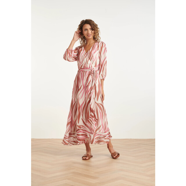 Smashed Lemon Maxi overslagjurk met roze zebra-style print | 8718679004169 large