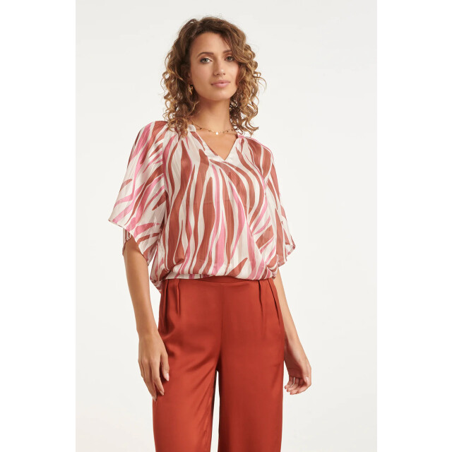 Smashed Lemon Wijde top met roze zebra-style print | 8718679004244 large