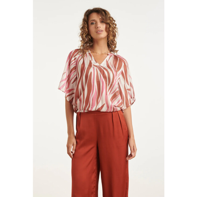 Smashed Lemon Wijde top met roze zebra-style print | 8718679004244 large