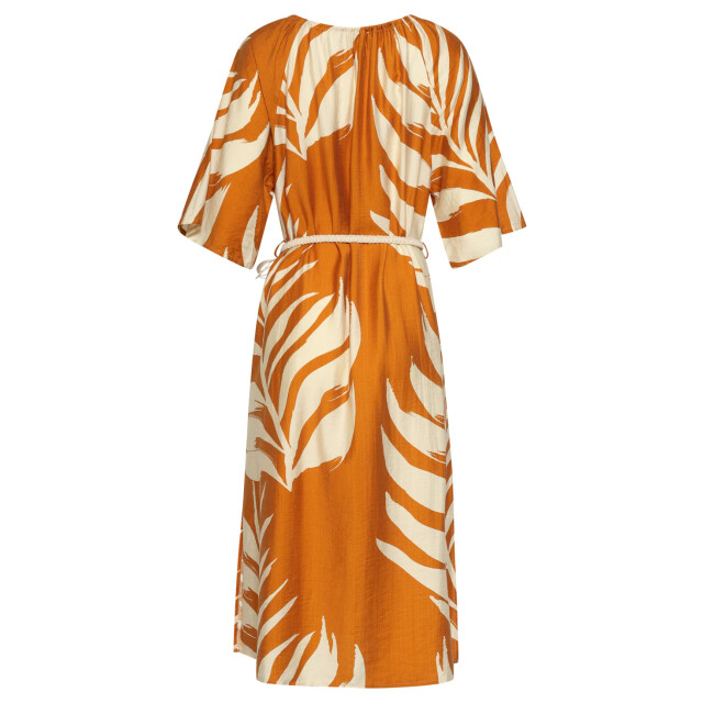 Smashed Lemon Tuniek jurk met tropische blad print in oker geel | 8718679005128 large