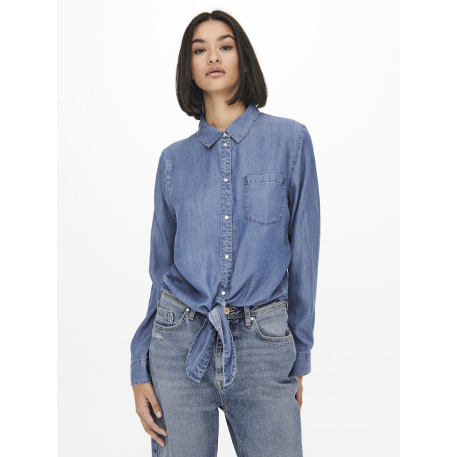 Jacqueline de Yong jasper l/s knot shirt wvn 15252957 medium blue denim 06615.265.0156 large