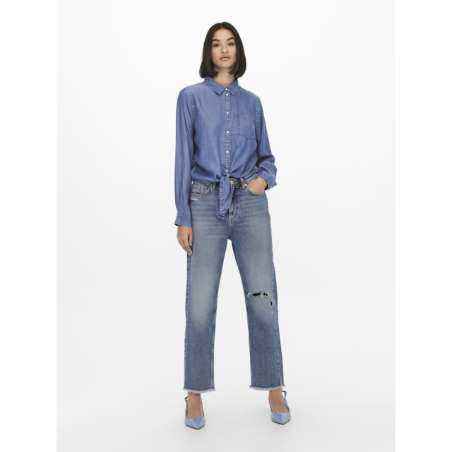 Jacqueline de Yong jasper l/s knot shirt wvn 15252957 medium blue denim 06615.265.0156 large