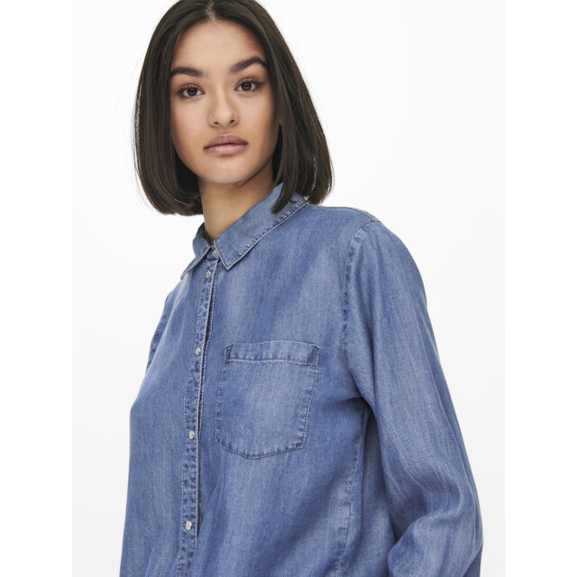 Jacqueline de Yong jasper l/s knot shirt wvn 15252957 medium blue denim 06615.265.0156 large