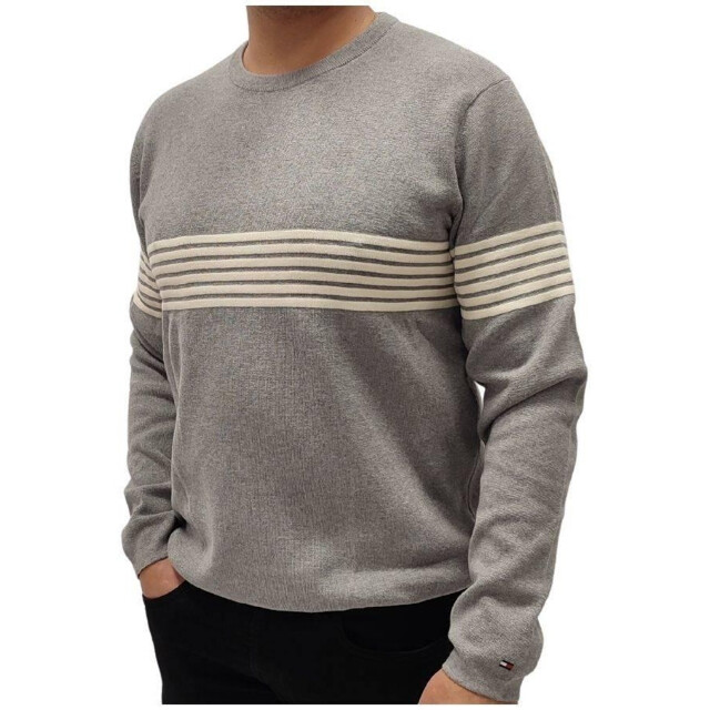 Tommy Hilfiger Heren contrast gestreepte sweater top regular UTNA380_grey large