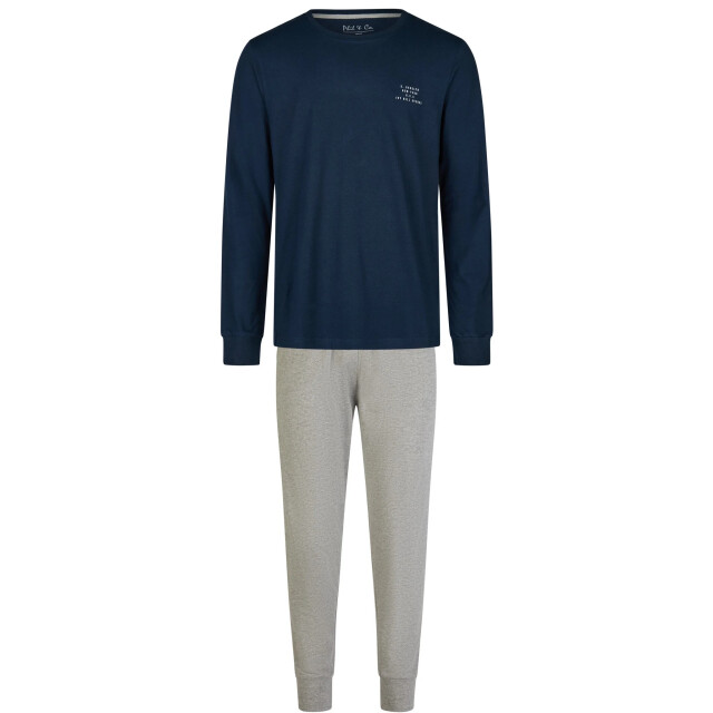 Phil & Co Essential heren pyjama set lang donkerblauw/grijs PH-850-3+853-3 large