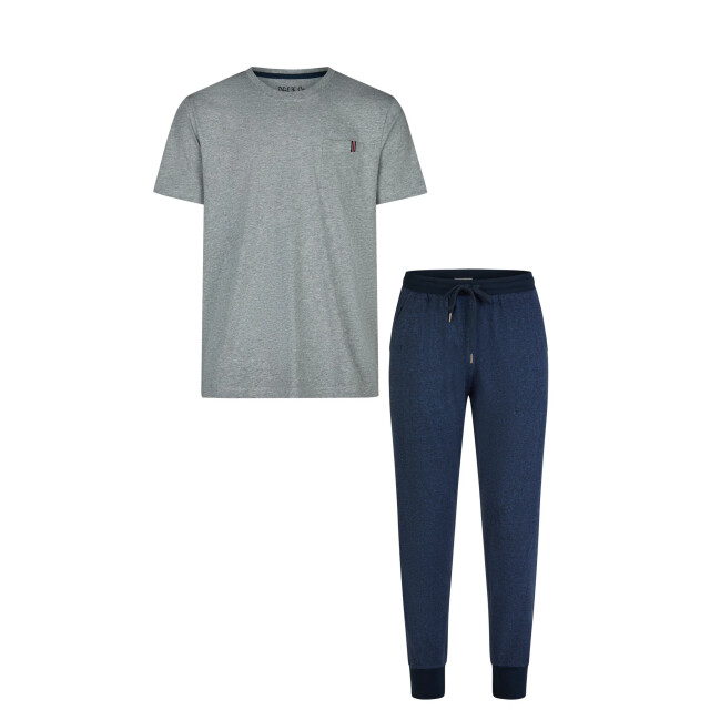 Phil & Co Essential heren pyjama set korte mouw grijs/blauw PH-850-2+852-1 large