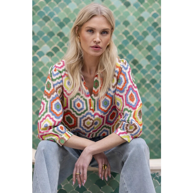 Geisha 63280-20 718 blouse ecru/tabacco/pink 63280-20 718 large