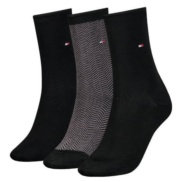 Tommy Hilfiger Dames zig zag sokken (set van 3) UTNA982_blackgrey large