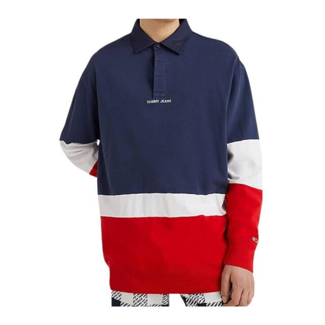 Tommy Hilfiger Herenpolo met kleurblok en lange mouwen UTNA612_navybluewhitered large