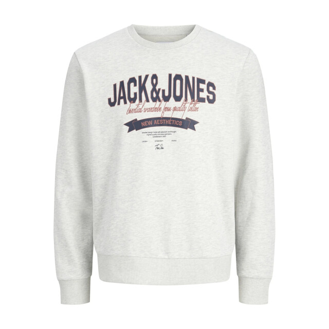 Jack & Jones Heren trui jjelogo sweatshirt logo print 12288925-White Melange large