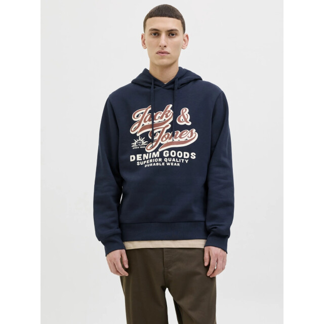 Jack & Jones Heren hoodie jjelogo logo print donker 12279649-Sky Captain large