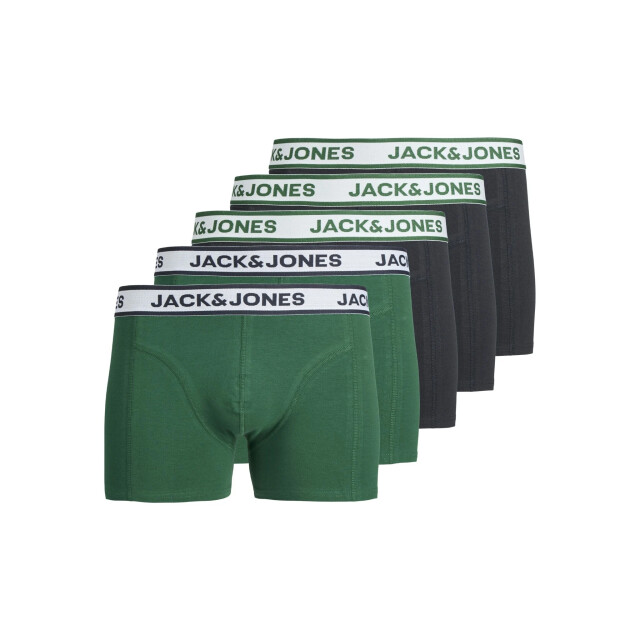 Jack & Jones Heren boxershorts trunks jacnolan 5-pack effen groen/donkerblauw 12294700-Rain Forest large