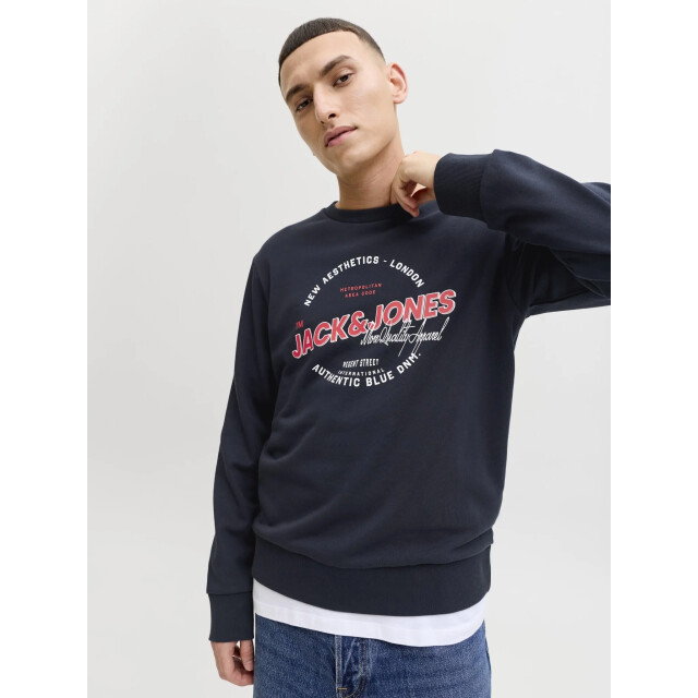 Jack & Jones Heren trui jjelogo sweatshirt logo print donker 12288925-Sky Captain large