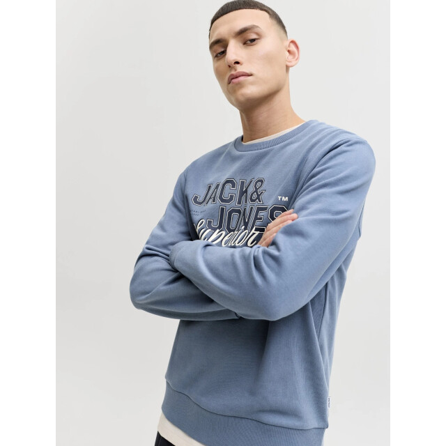 Jack & Jones Heren trui jjelogo sweatshirt logo print 12288925-Blue Mirage large