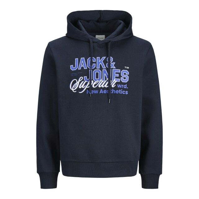 Jack & Jones Heren hoodie jjelogo logo print donker 12279649-Navy Blazer large