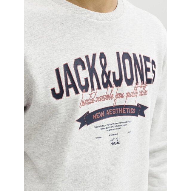 Jack & Jones Heren trui jjelogo sweatshirt logo print 12288925-White Melange large