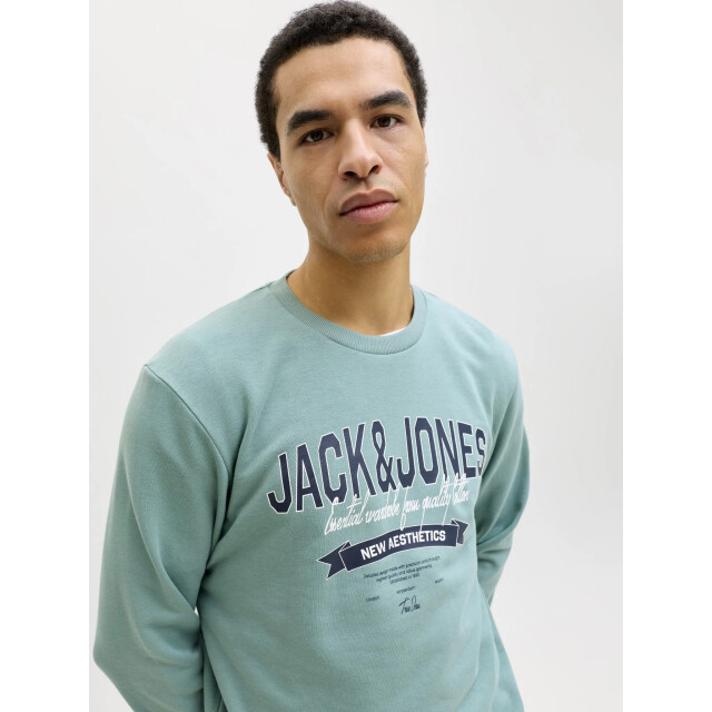 Jack & Jones Heren trui jjelogo sweatshirt logo print turquoise 12288925-Mineral Blue large