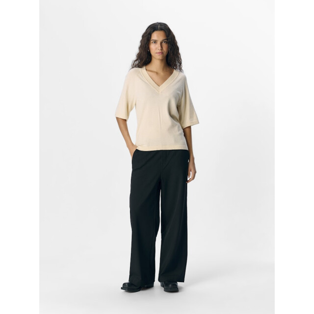 Object objthess 2/4 lo v-neck knit top noo 23045806 sandshell 06712.180.0148 large